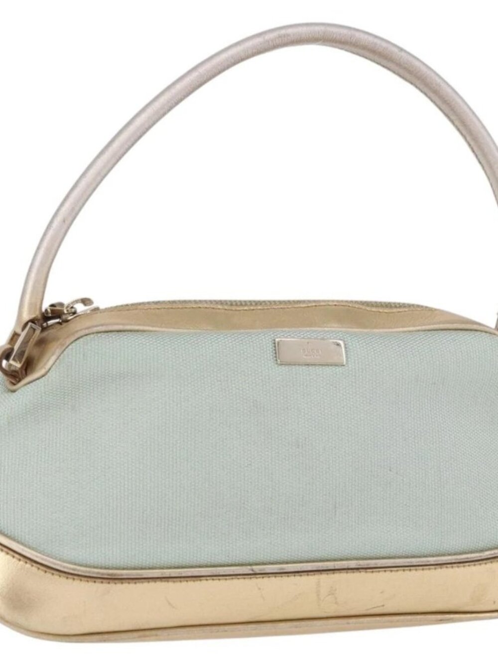 GUCCI Hand Bag Canvas Leather Light Blue 039 1133 Auth 184368A